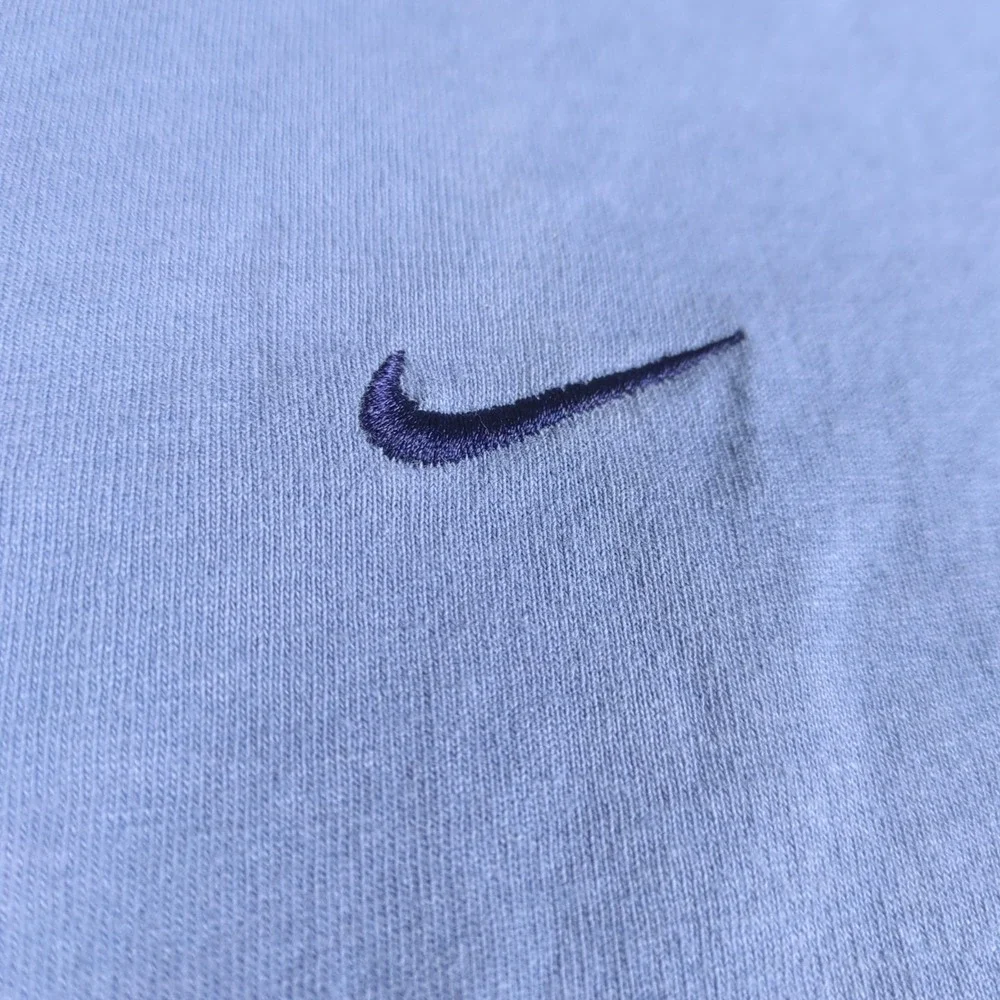Vintage Nike Shirt Mens Large Blue Small Swoosh Embroidered Y2K Plain Basic Tee